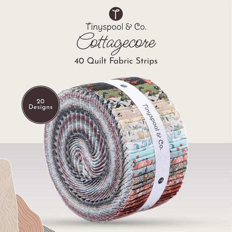 Tinyspool & Co. شرائط قماش جلي رول من Tinyspool & Co. للتطريز، الحرف اليدوية، والخياطة، مجموعة متنوعة من 40 شريط، قطن ناعم للبطانيات، السجاد، التنجيد، ديكور المنزل، وصنع الحقائب، كوتاجكور - Image 2